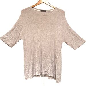 🌈 6/$60 Maldita X Blouse Top Size XL Heather Grey Short Sleeve Ruched Front